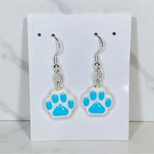 Animal Paw Print - Handmade Earrings - Blue